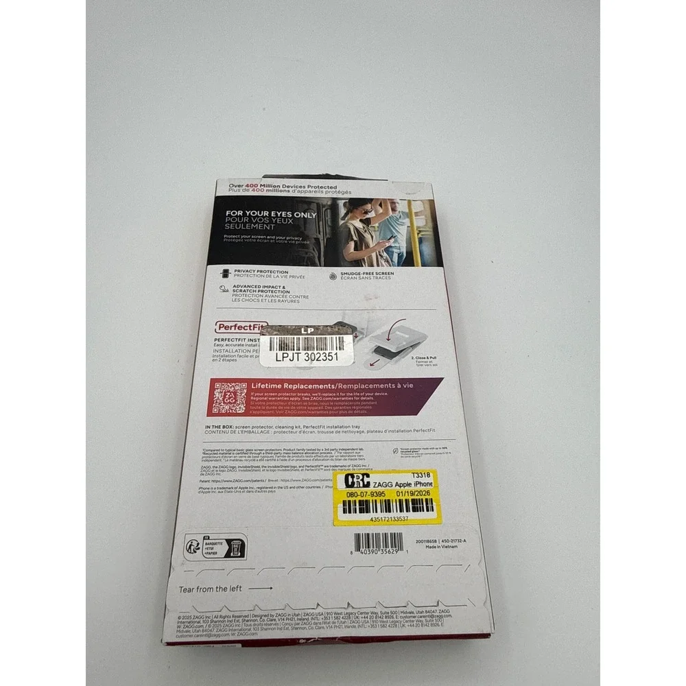 ZAGG Screen Protector iPhone 6.9 Pro Max New Black Privacy Glass Elite 2025‎